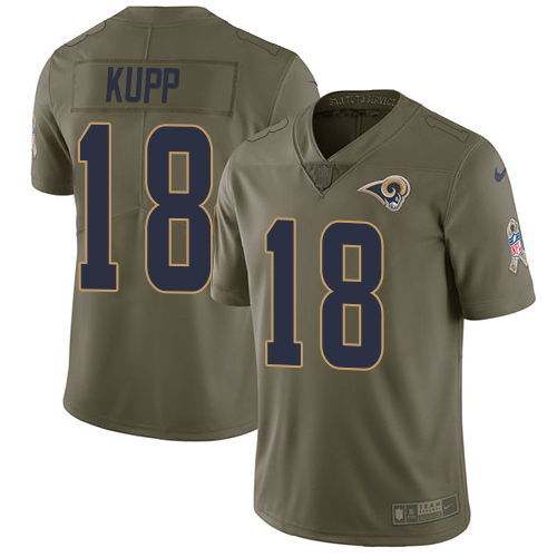 Nike Rams #18 Cooper Kupp Olive Youth Stitched NFL Limited Salute to Service Jersey